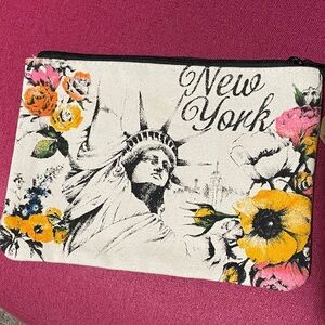 Floral New York Canvas Pouch